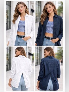 Define Your Inspiration- Women's Button Down back Split Blouse
